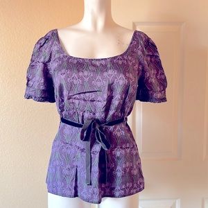 Max&Co. purple belted short sleeve blouse US 6